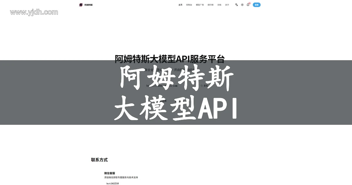 阿姆特斯官网页面，展示大模型API平台