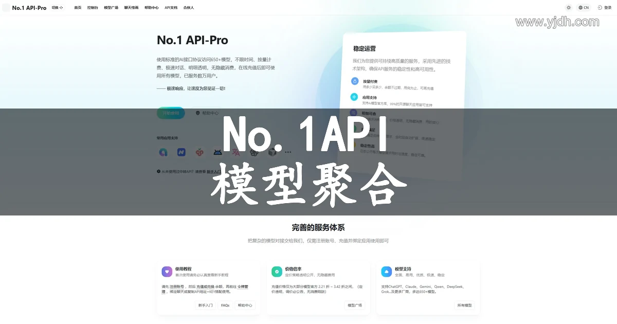 No.1 API官网页面，展示Pro、大模型API