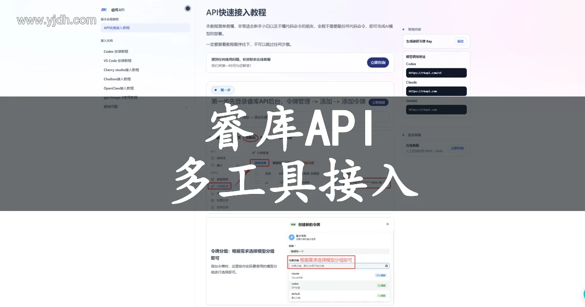 睿库API官网多工具接入公开文档页截图