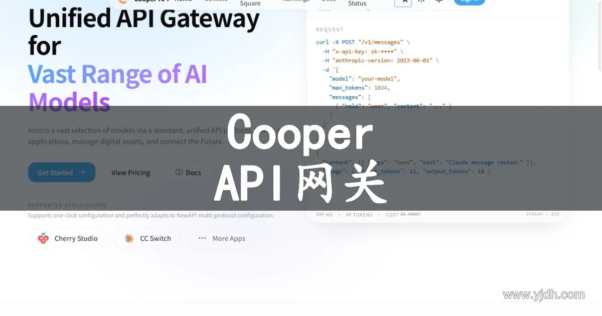Cooper-API多协议AI API网关官方首页截图