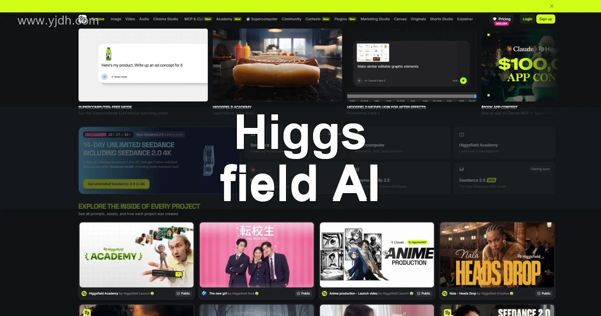 Higgsfield AI创意工具首页