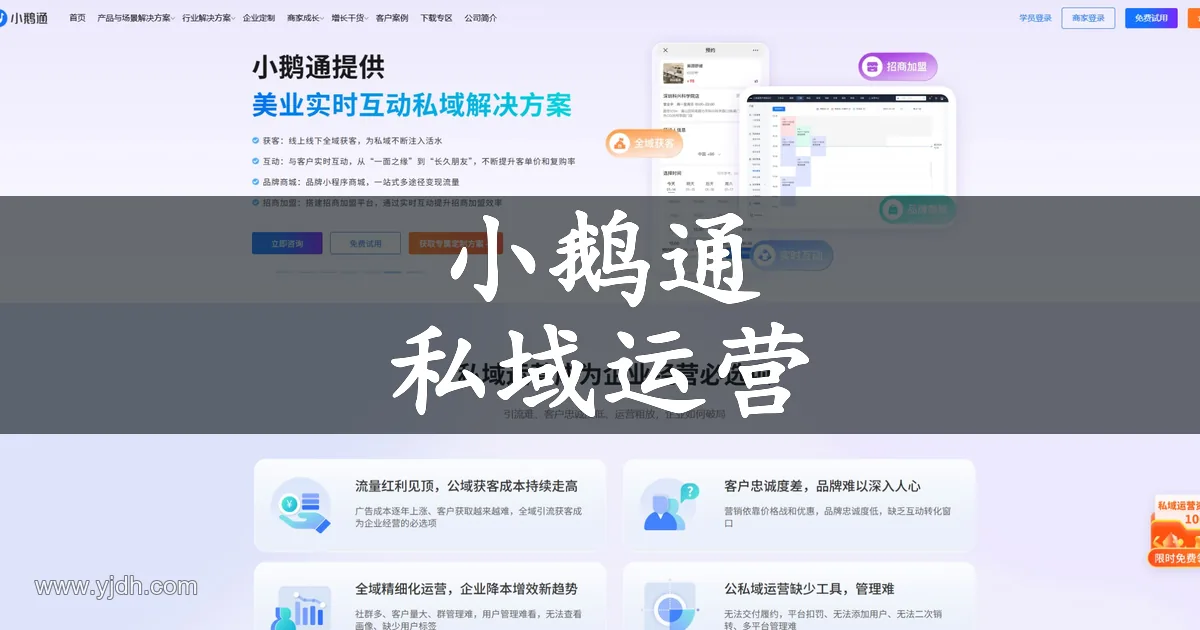 小鹅通私域运营平台的商城、客户管理和内容交付工作台示意图