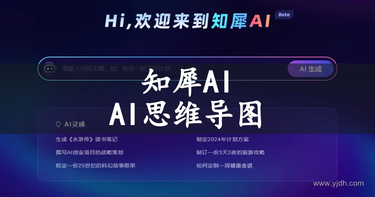 知犀AI公开页面,展示主题输入和AI思维导图生成入口