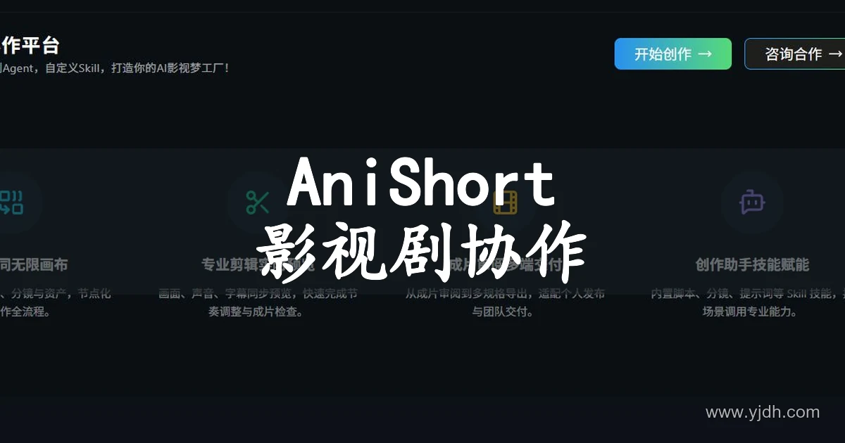 AniShort 公开页面展示影视剧协作与多画布创作入口