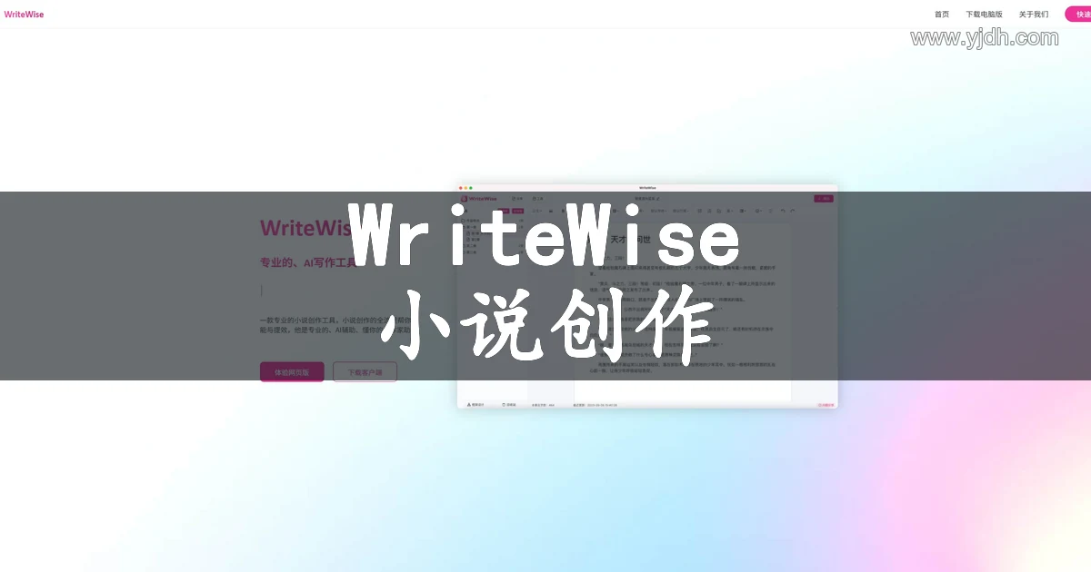 WriteWise 公开小说创作页面,展示 AI 作家助手和编辑器界面