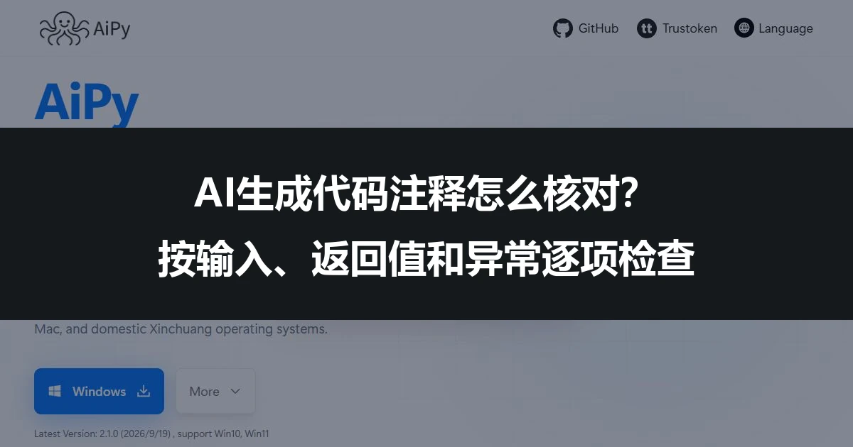 AI生成代码注释怎么核对？按输入、返回值和异常逐项检查