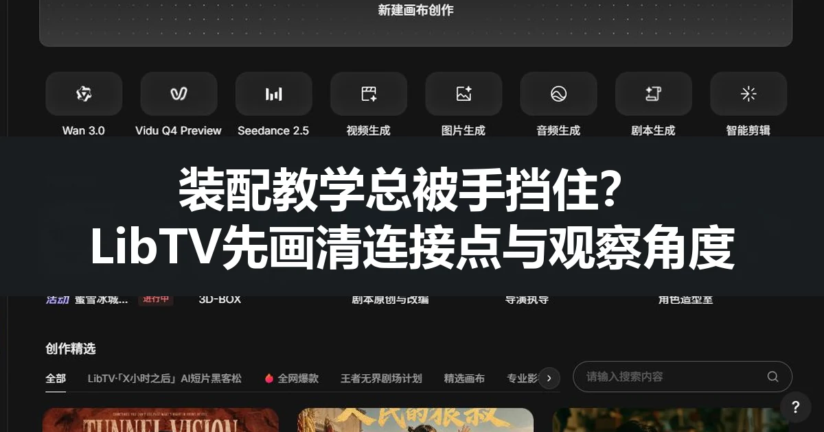 装配教学总被手挡住？LibTV先画清连接点与观察角度