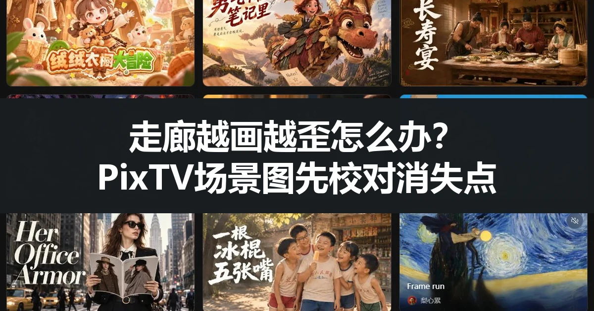 走廊越画越歪怎么办？PixTV场景图先校对消失点