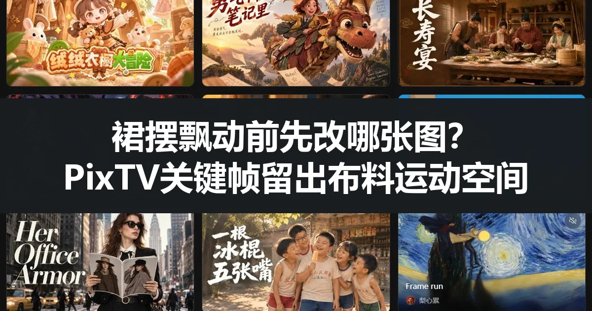 裙摆飘动前先改哪张图？PixTV关键帧留出布料运动空间