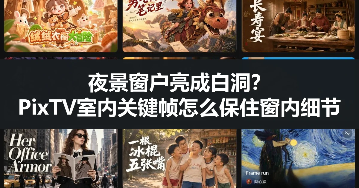 夜景窗户亮成白洞？PixTV室内关键帧怎么保住窗内细节